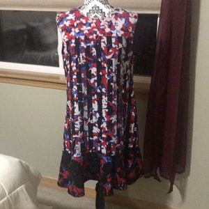 Red, white and blue lined dress